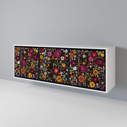 MIDNIGHT GARDEN Madia a 3 Ante in Finitura Bianca