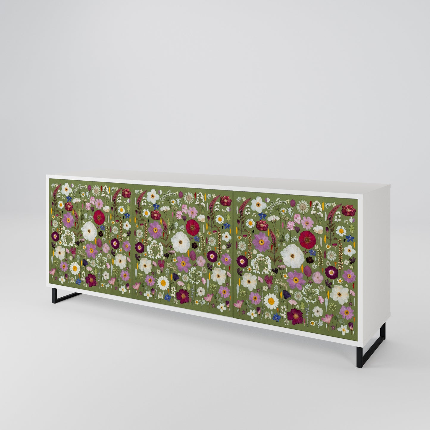 WILD GARDEN Madia a 3 Ante in Finitura Bianca