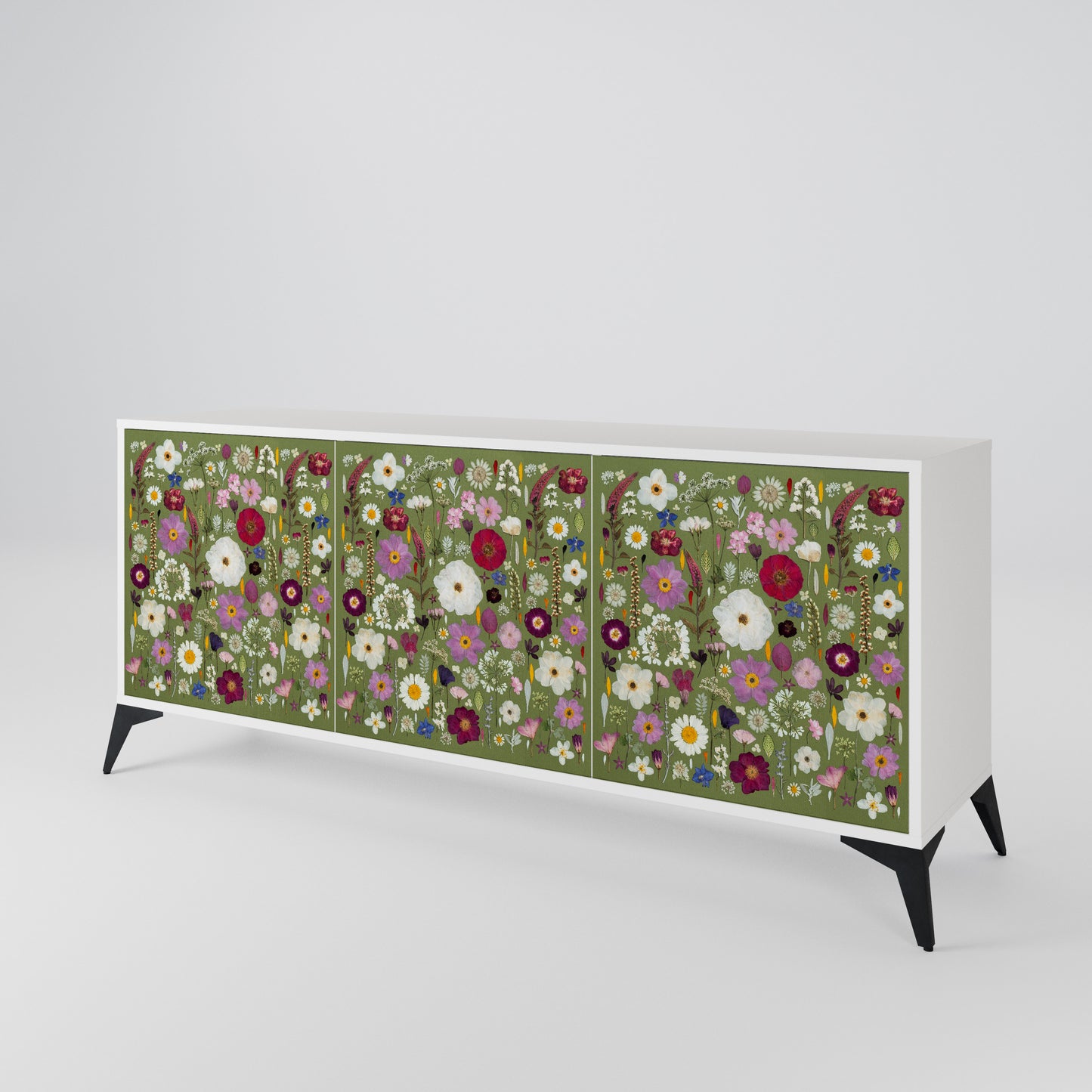 WILD GARDEN Madia a 3 Ante in Finitura Bianca