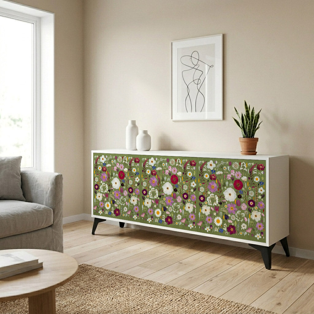 WILD GARDEN Madia a 3 Ante in Finitura Bianca