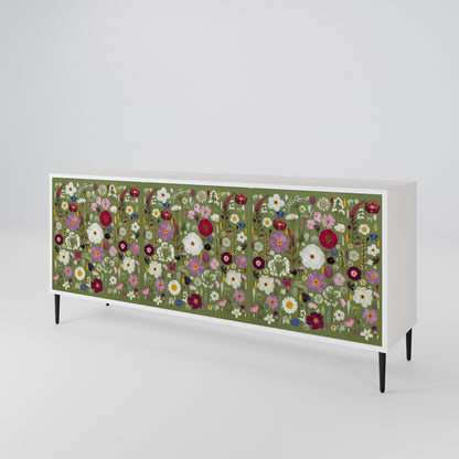 WILD GARDEN Madia a 3 Ante in Finitura Bianca