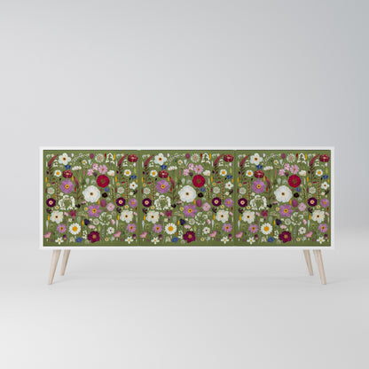 WILD GARDEN Madia a 3 Ante in Finitura Bianca