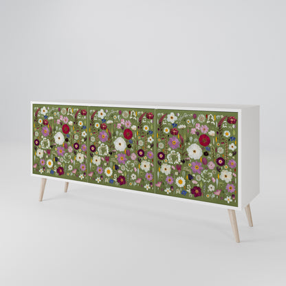 WILD GARDEN Madia a 3 Ante in Finitura Bianca