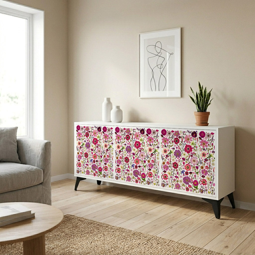 PETAL GARDEN Madia a 3 Ante in Finitura Bianca
