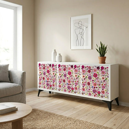 PETAL GARDEN Madia a 3 Ante in Finitura Bianca