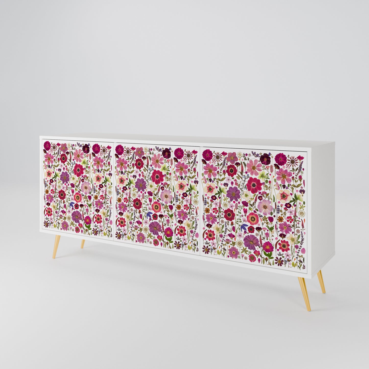 PETAL GARDEN Madia a 3 Ante in Finitura Bianca