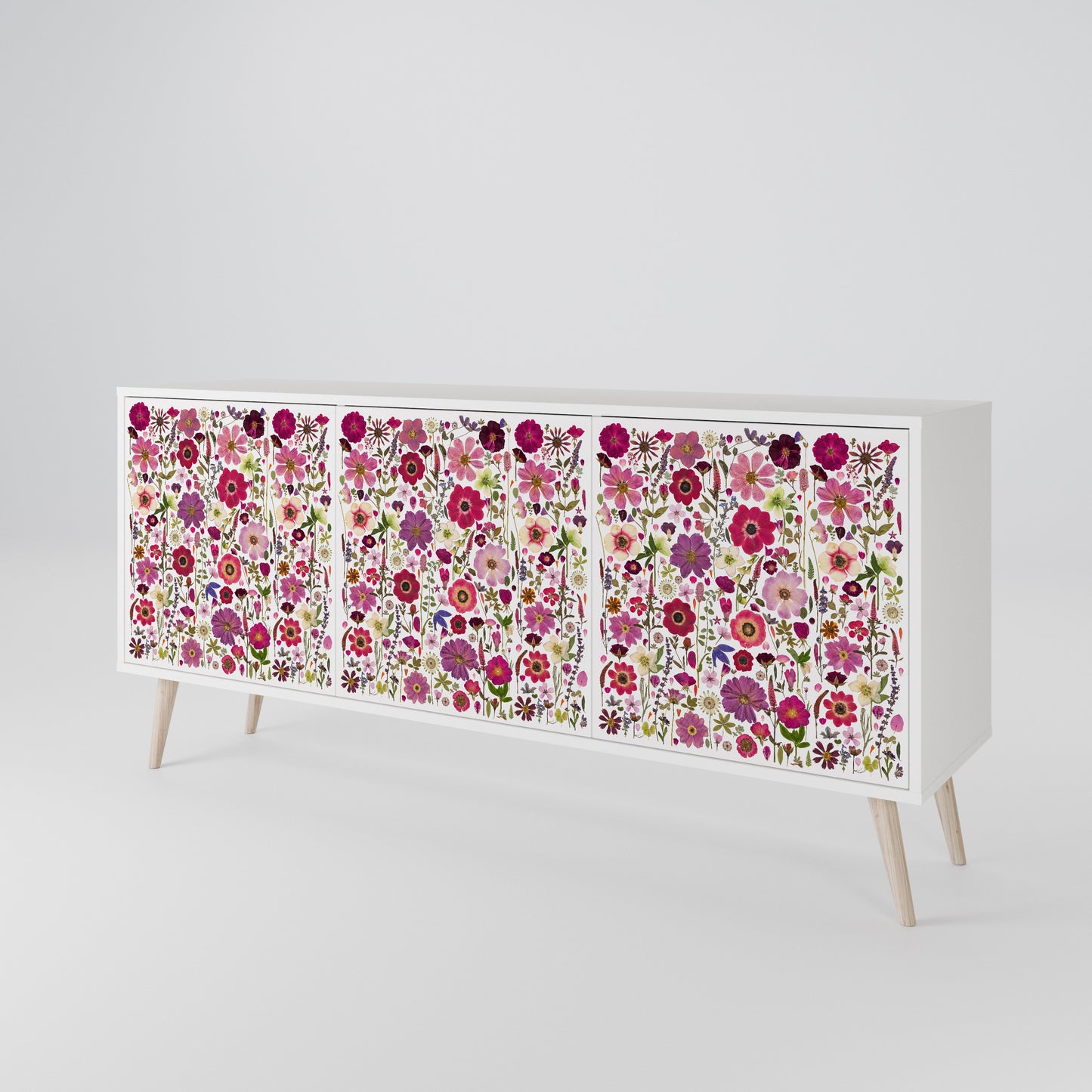 PETAL GARDEN Madia a 3 Ante in Finitura Bianca