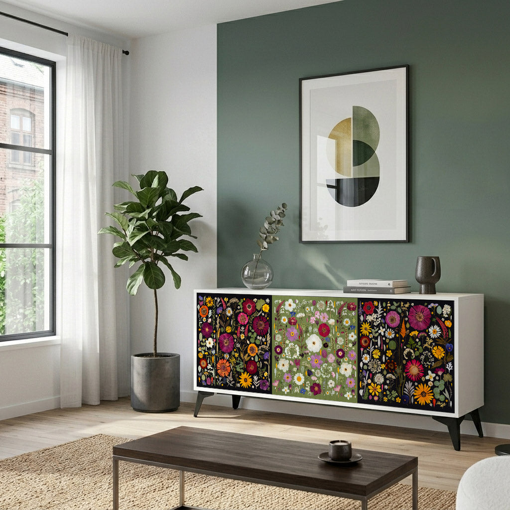 VERDANT GARDEN Madia a 3 Ante in Finitura Bianca