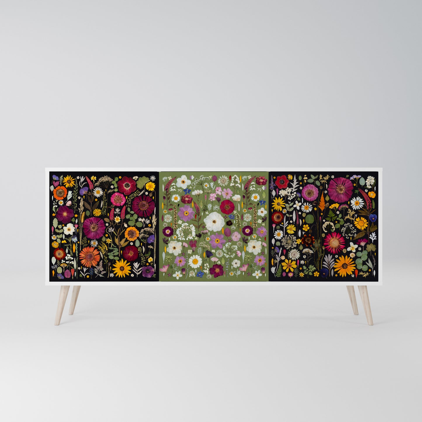 VERDANT GARDEN Madia a 3 Ante in Finitura Bianca