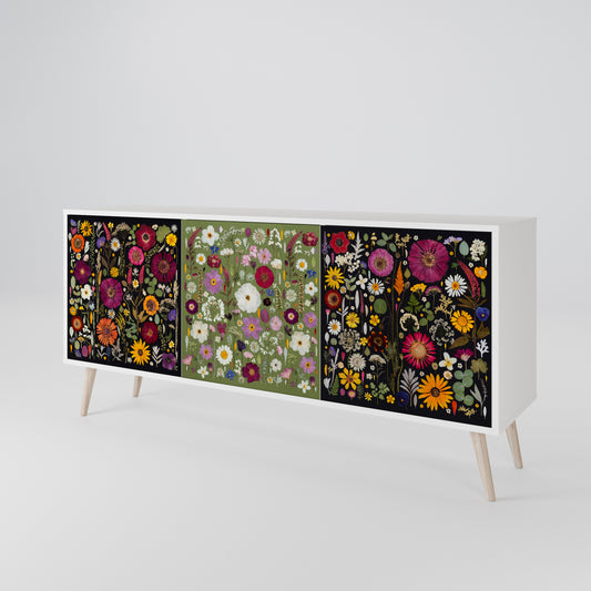 VERDANT GARDEN 3-Door Sideboard in White Finish