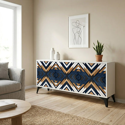 ARTFUL GEOMETRY Madia a 3 Ante in Finitura Bianca