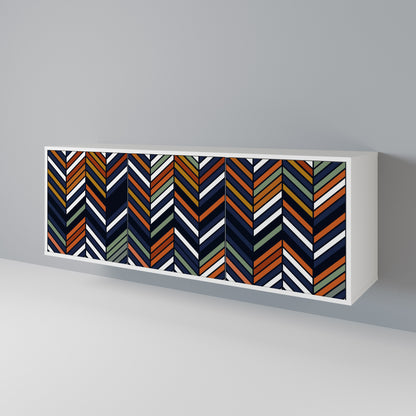 VIBRANT PATCHWORK Madia a 3 Ante in Finitura Bianca