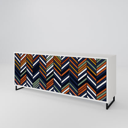 VIBRANT PATCHWORK Madia a 3 Ante in Finitura Bianca