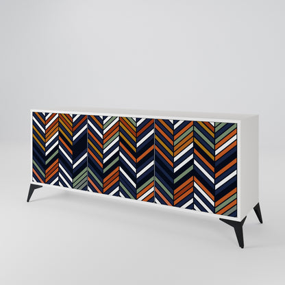 VIBRANT PATCHWORK Madia a 3 Ante in Finitura Bianca