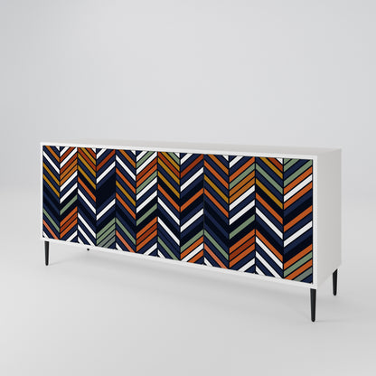 VIBRANT PATCHWORK Madia a 3 Ante in Finitura Bianca