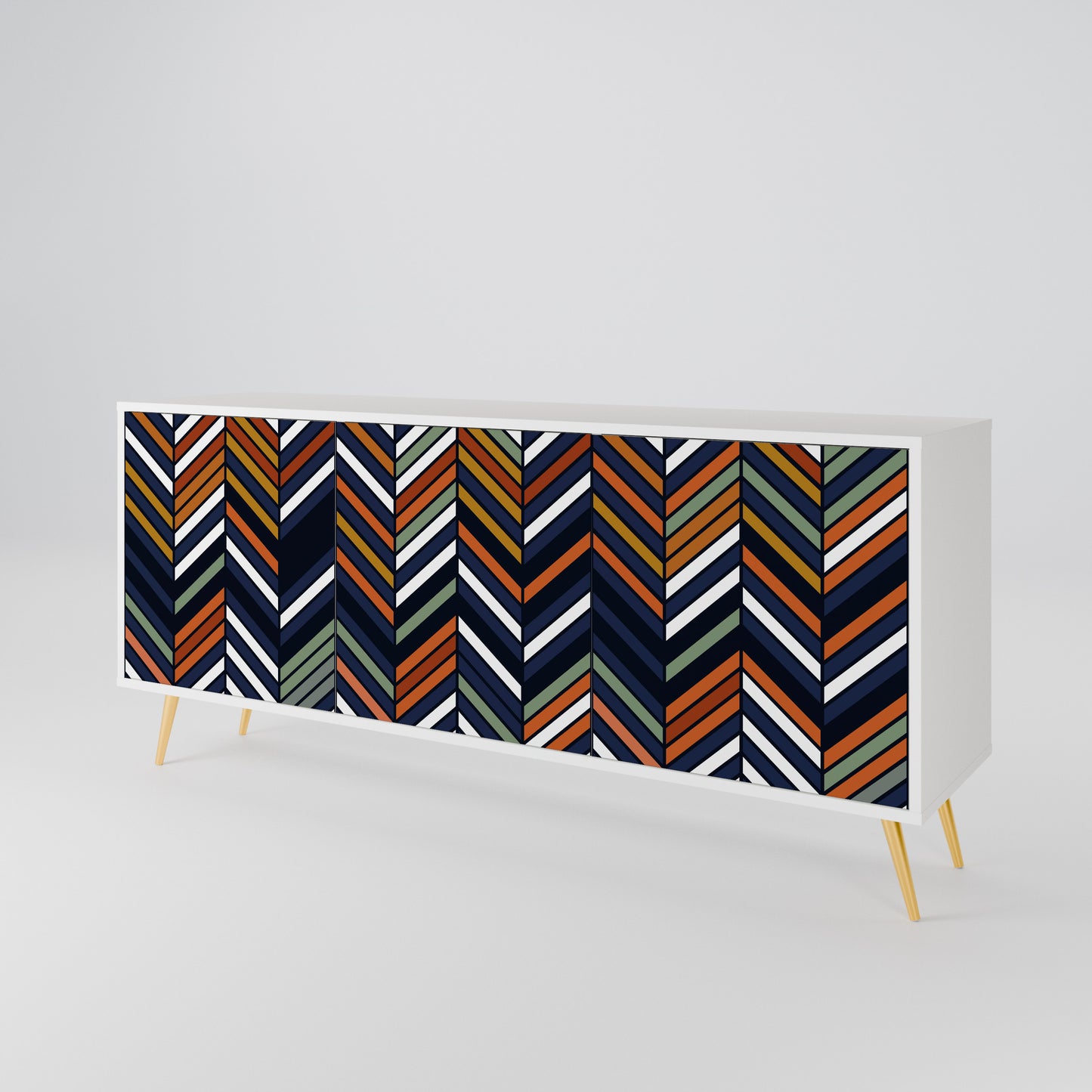 VIBRANT PATCHWORK Madia a 3 Ante in Finitura Bianca