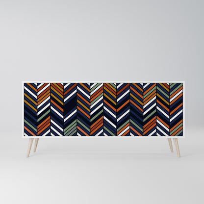 VIBRANT PATCHWORK Madia a 3 Ante in Finitura Bianca