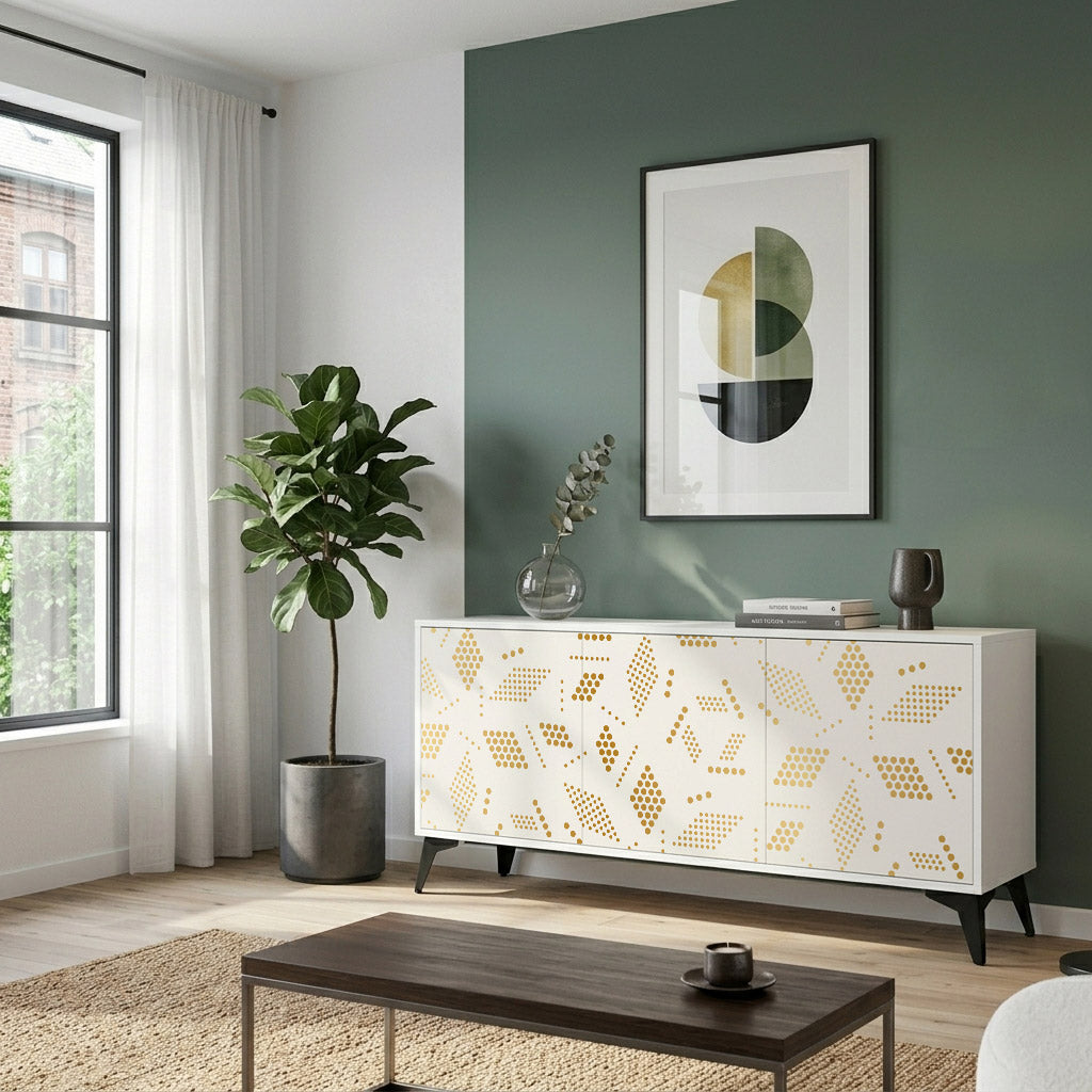 SPOTTED DAZE 3-Door Sideboard in White Finish