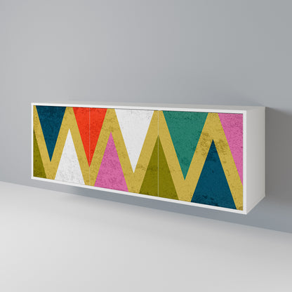 COLORFUL TRIANGLES Madia a 3 Ante in Finitura Bianca