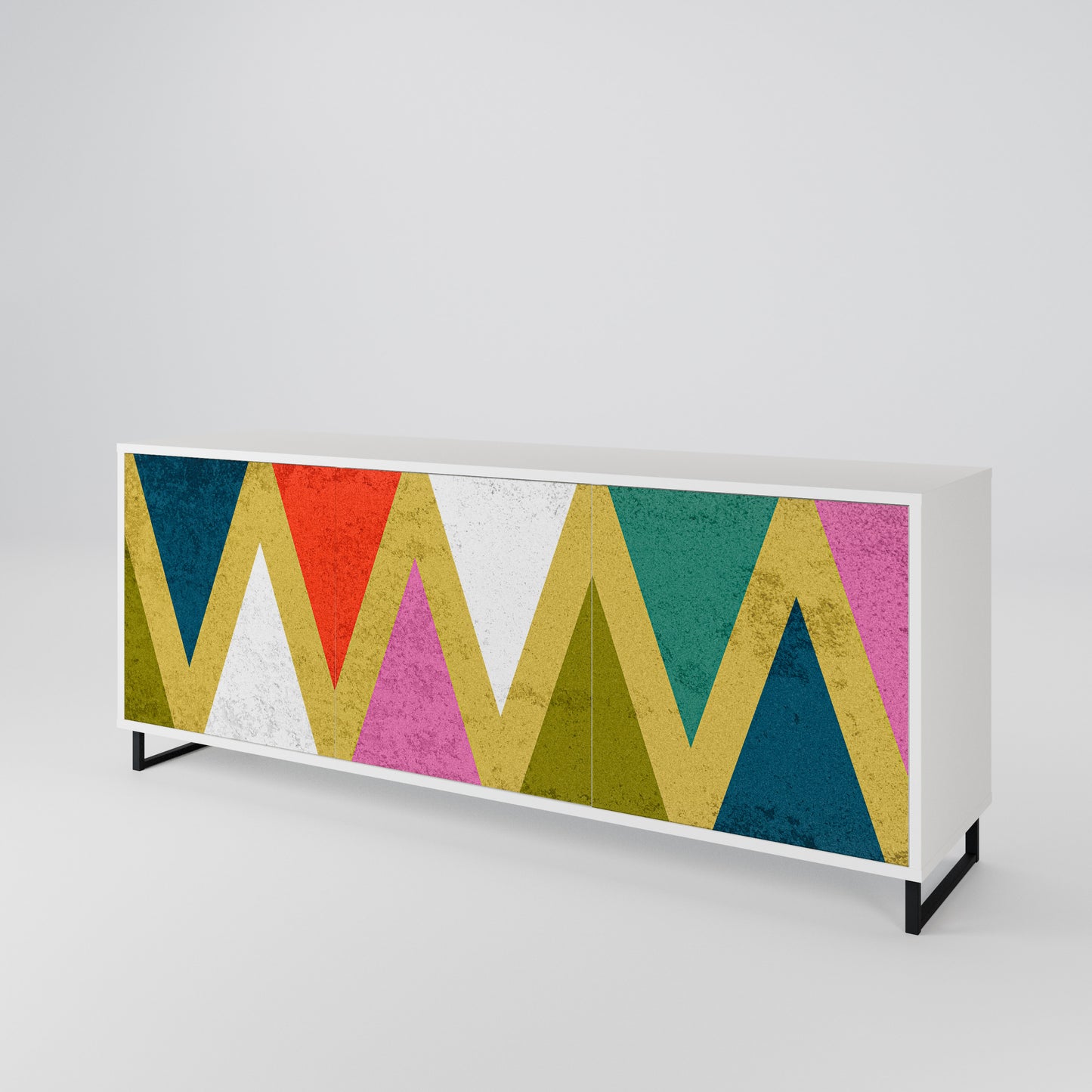 COLORFUL TRIANGLES Madia a 3 Ante in Finitura Bianca