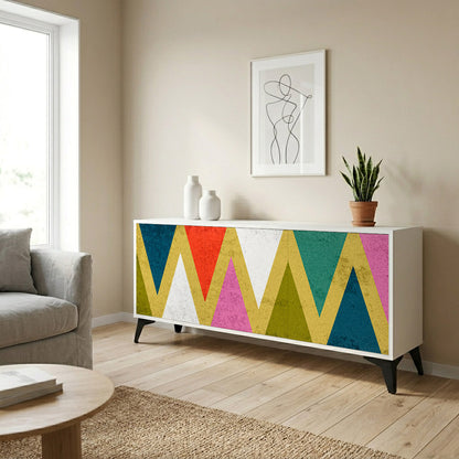 COLORFUL TRIANGLES Madia a 3 Ante in Finitura Bianca