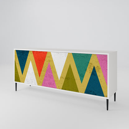 COLORFUL TRIANGLES Madia a 3 Ante in Finitura Bianca