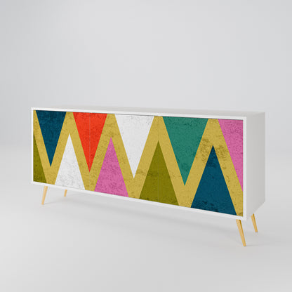 COLORFUL TRIANGLES Madia a 3 Ante in Finitura Bianca