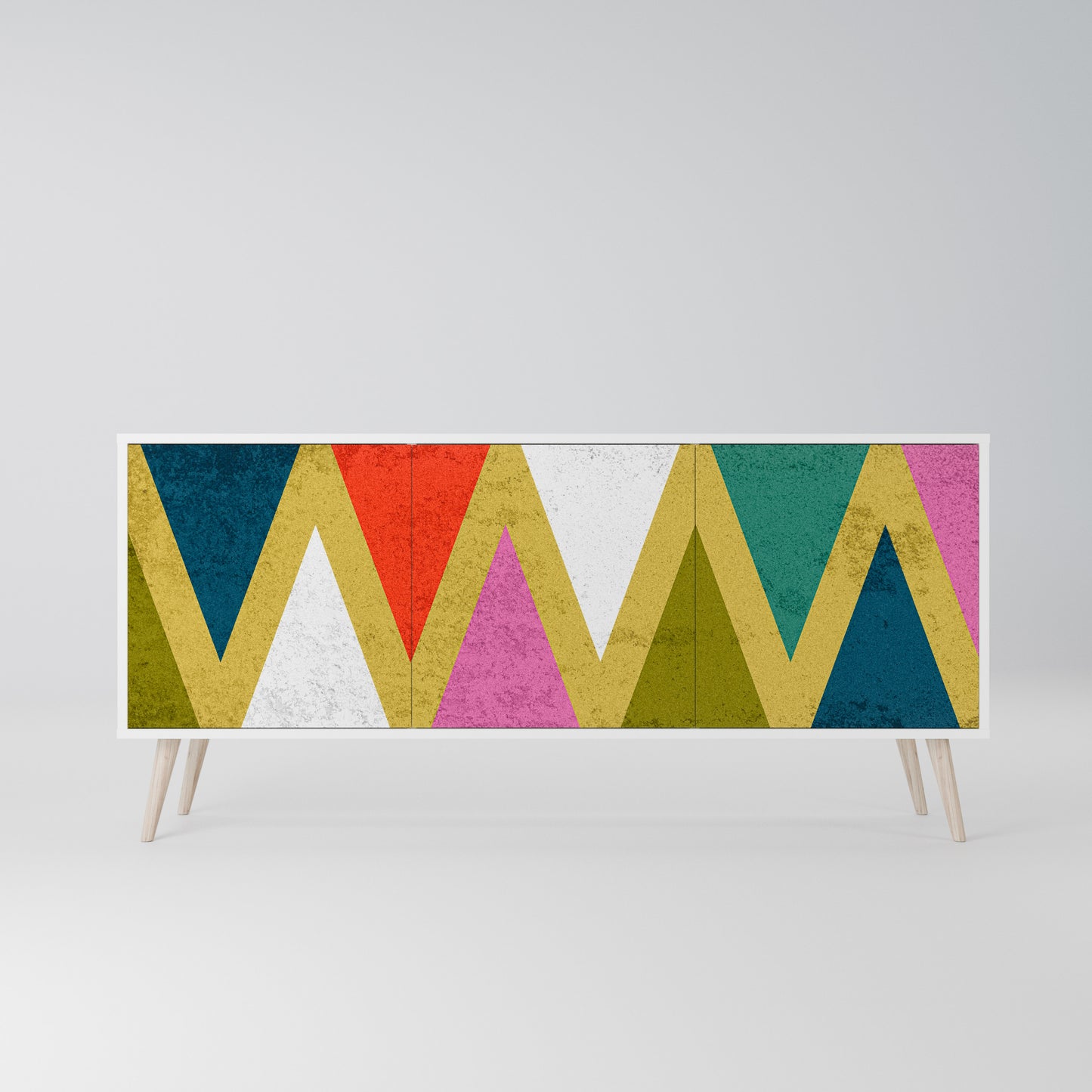COLORFUL TRIANGLES Madia a 3 Ante in Finitura Bianca