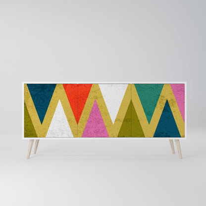COLORFUL TRIANGLES Madia a 3 Ante in Finitura Bianca