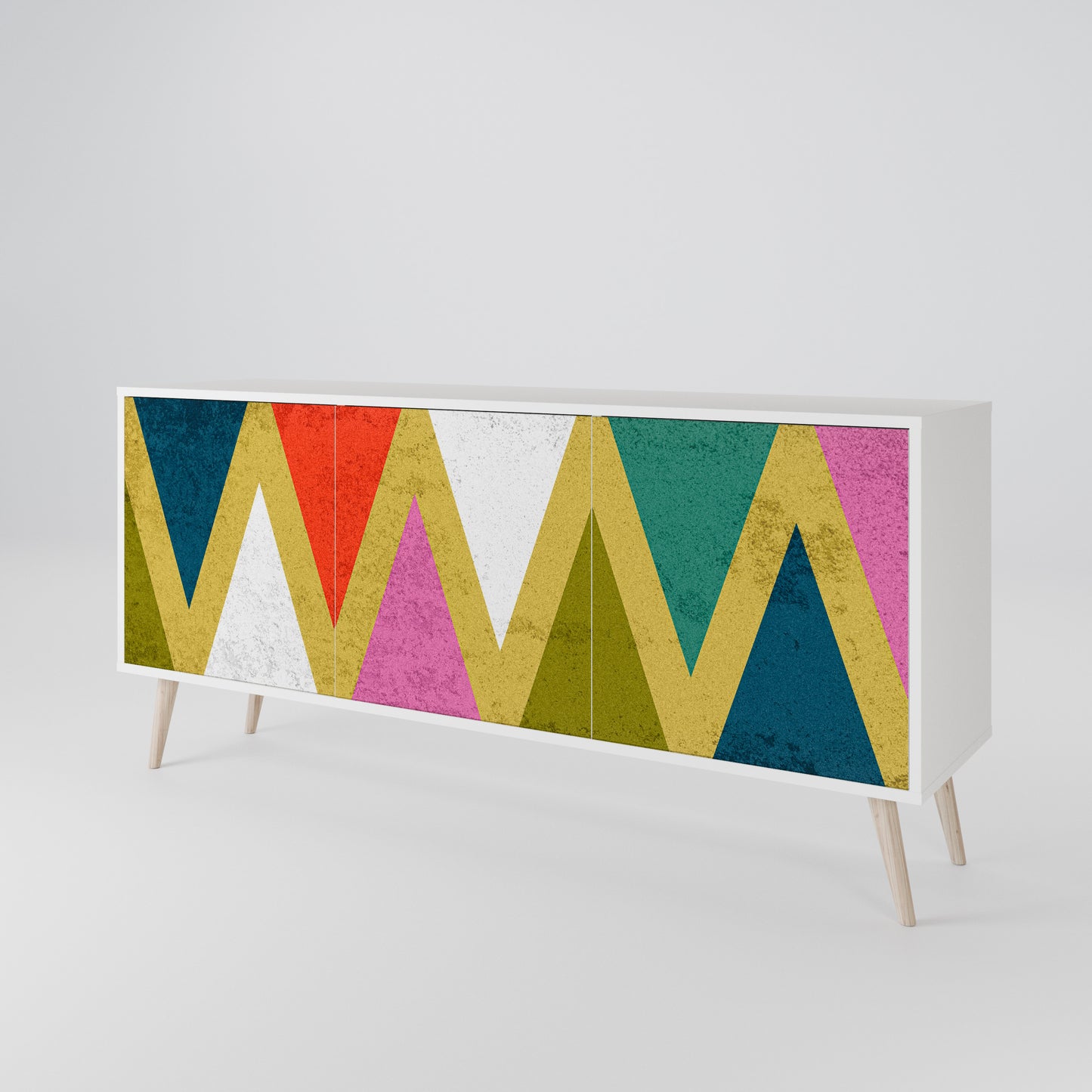 COLORFUL TRIANGLES Madia a 3 Ante in Finitura Bianca