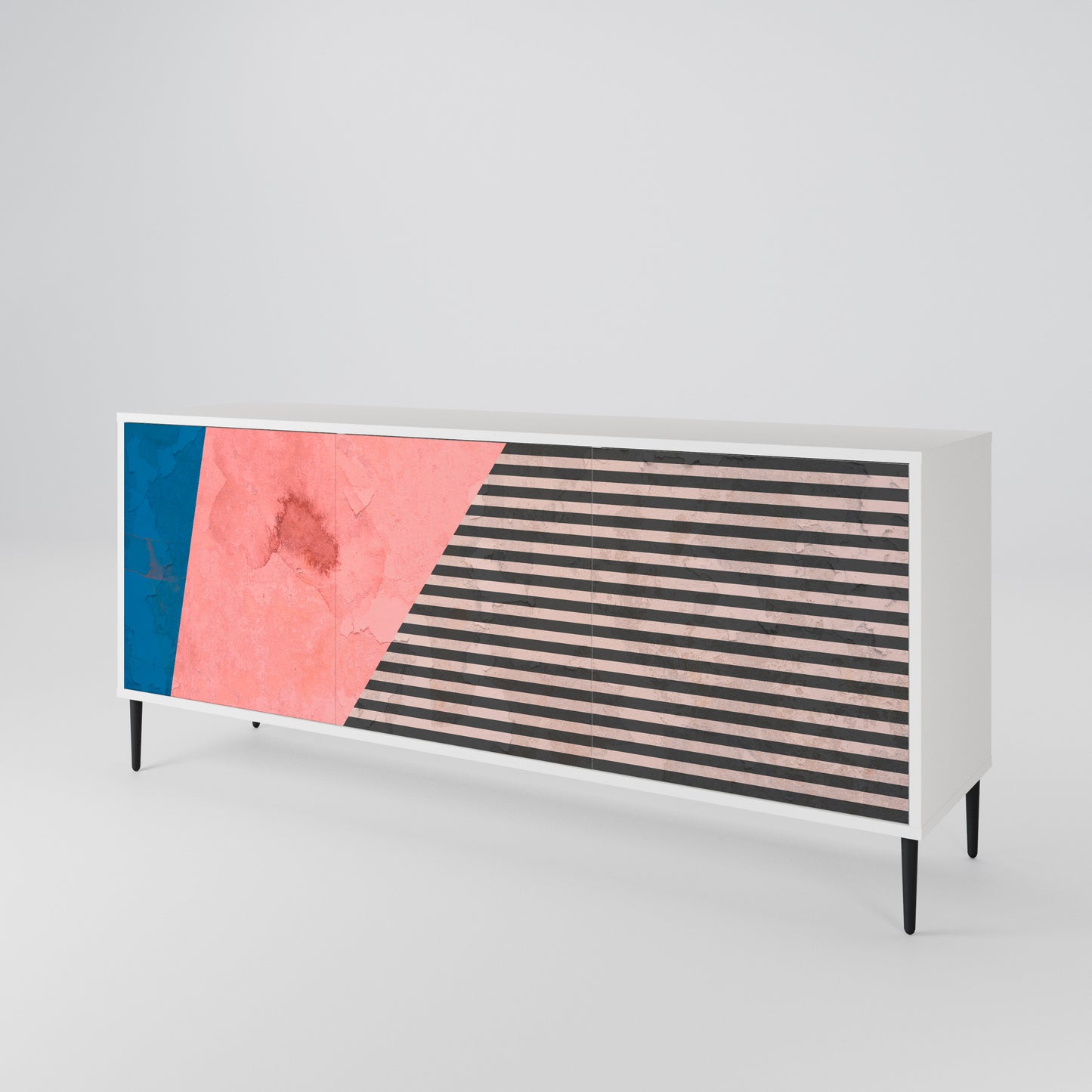 GLAMOROUS STRIPE Madia a 3 Ante in Finitura Bianca
