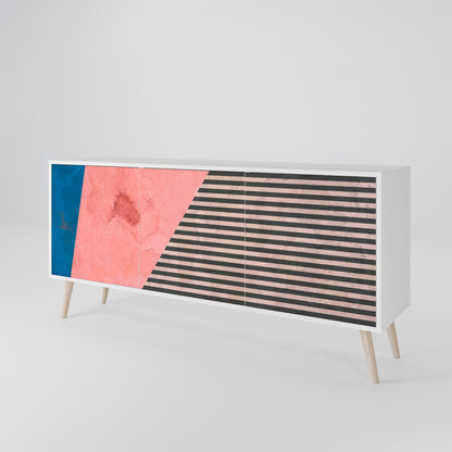 GLAMOROUS STRIPE Madia a 3 Ante in Finitura Bianca