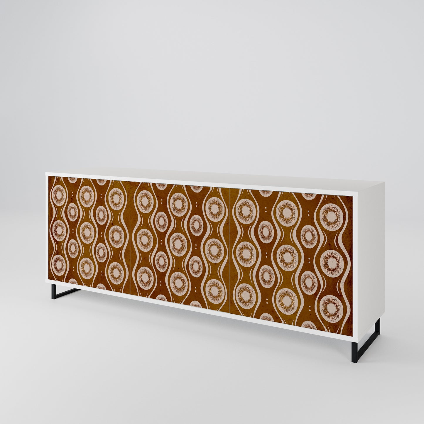 BROWN EYES 3-Door Sideboard in White Finish