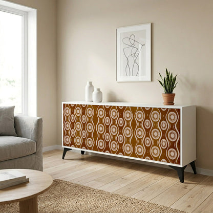 BROWN EYES 3-Door Sideboard in White Finish