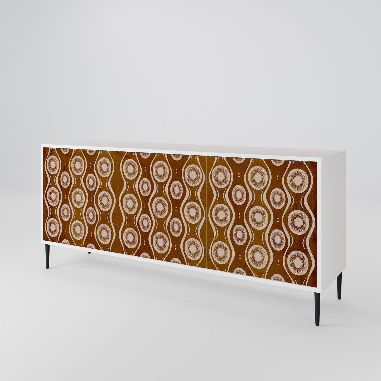 BROWN EYES 3-Door Sideboard in White Finish