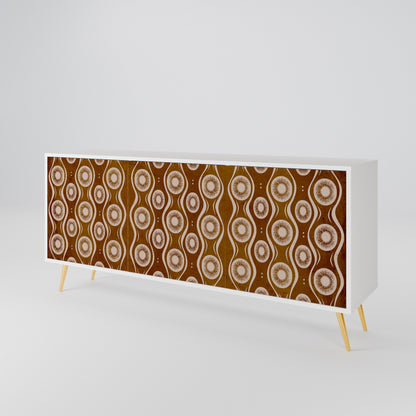 BROWN EYES 3-Door Sideboard in White Finish