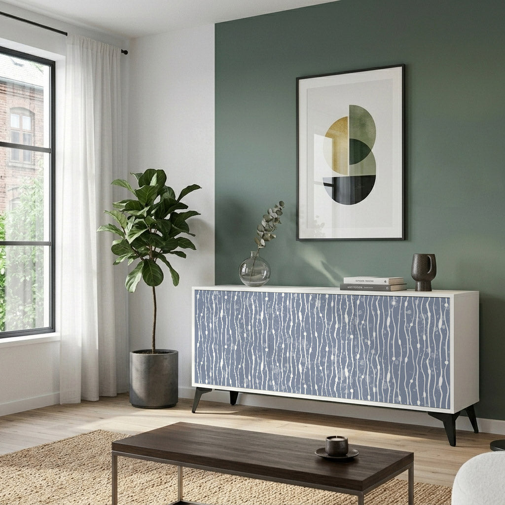 GRAPHITE RAIN Madia a 3 Ante in Finitura Bianca