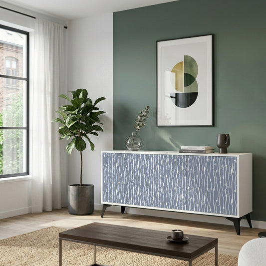GRAPHITE RAIN 3-Door Sideboard in White Finish