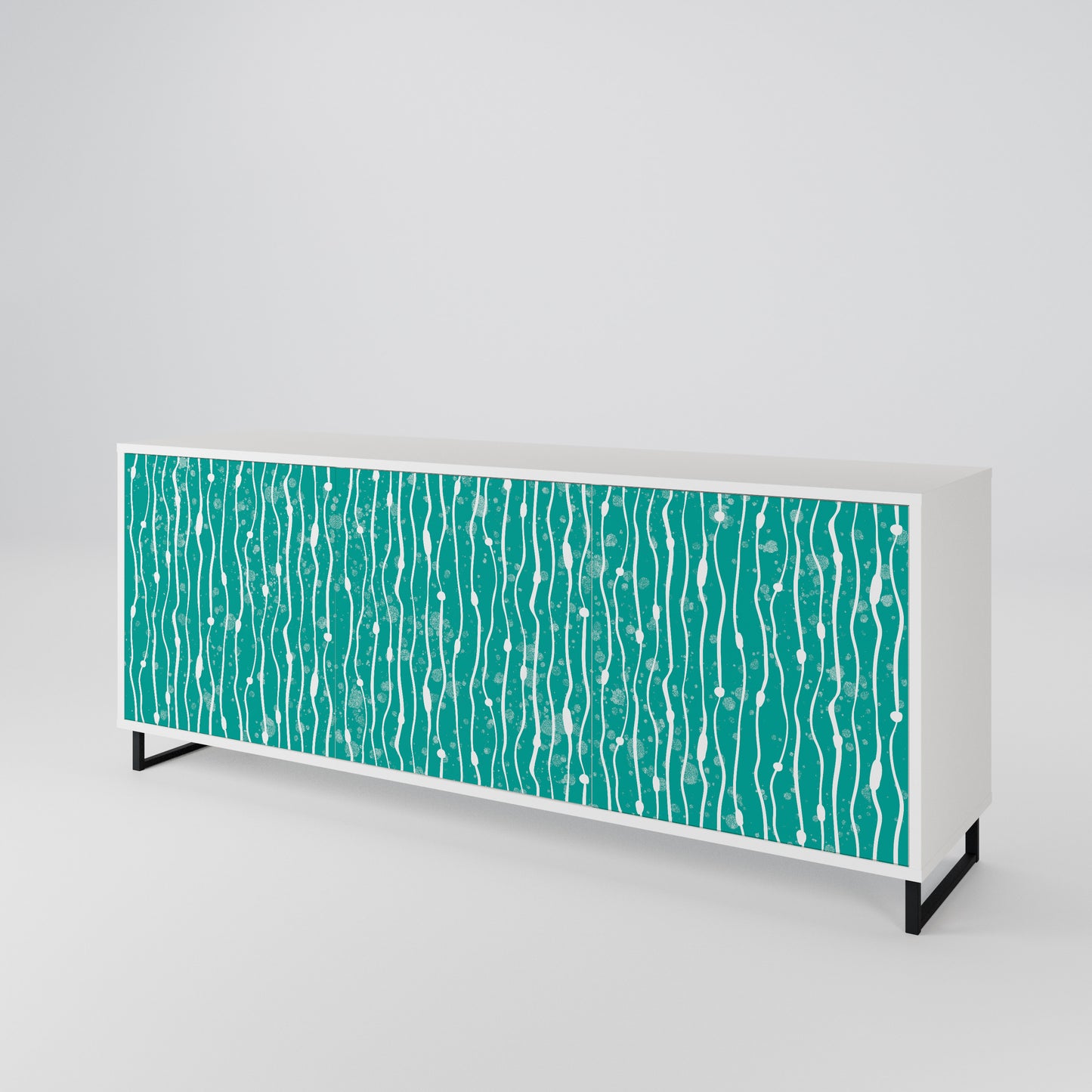 TURQUOISE RAIN Madia a 3 Ante in Finitura Bianca