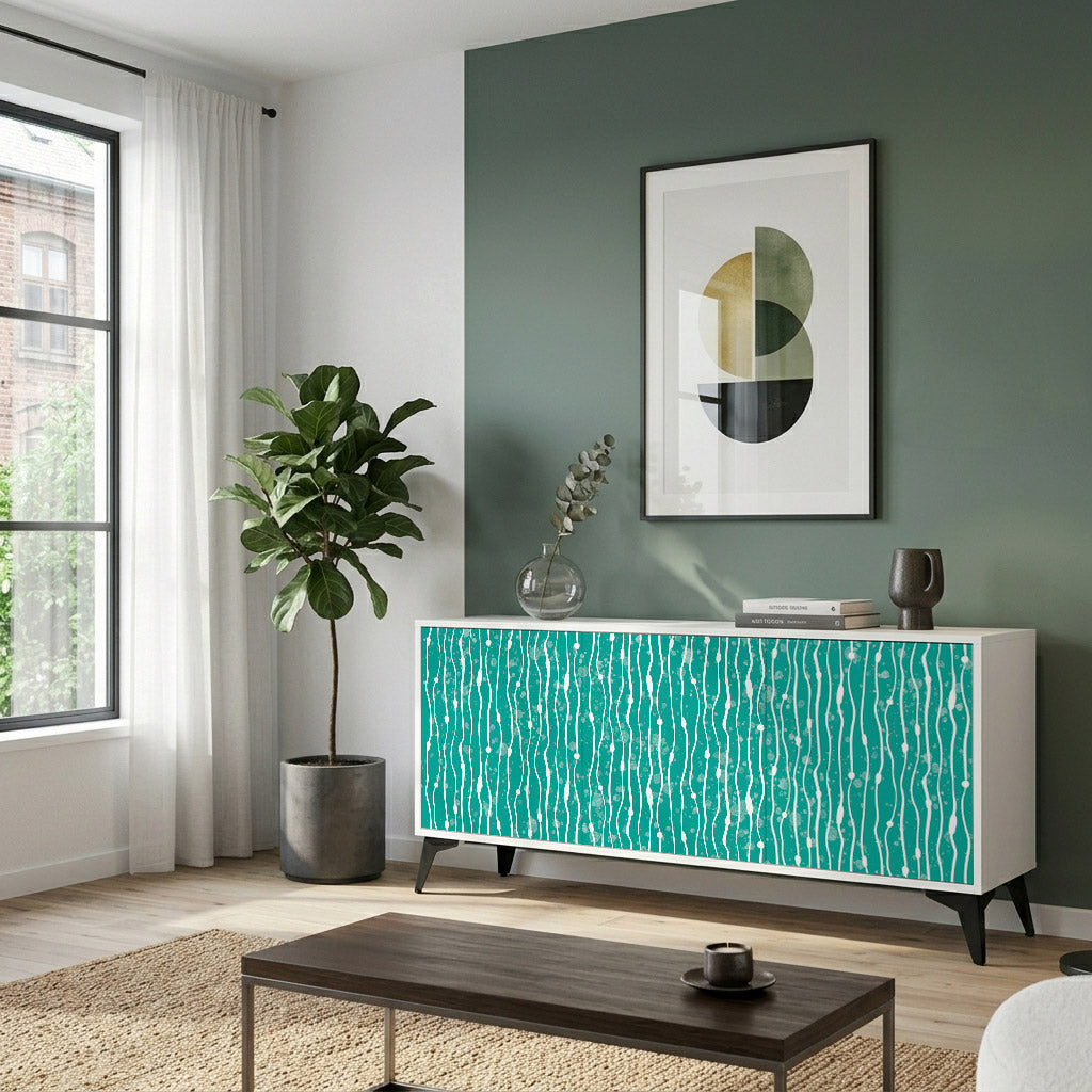 TURQUOISE RAIN Madia a 3 Ante in Finitura Bianca
