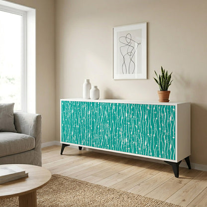 TURQUOISE RAIN Madia a 3 Ante in Finitura Bianca