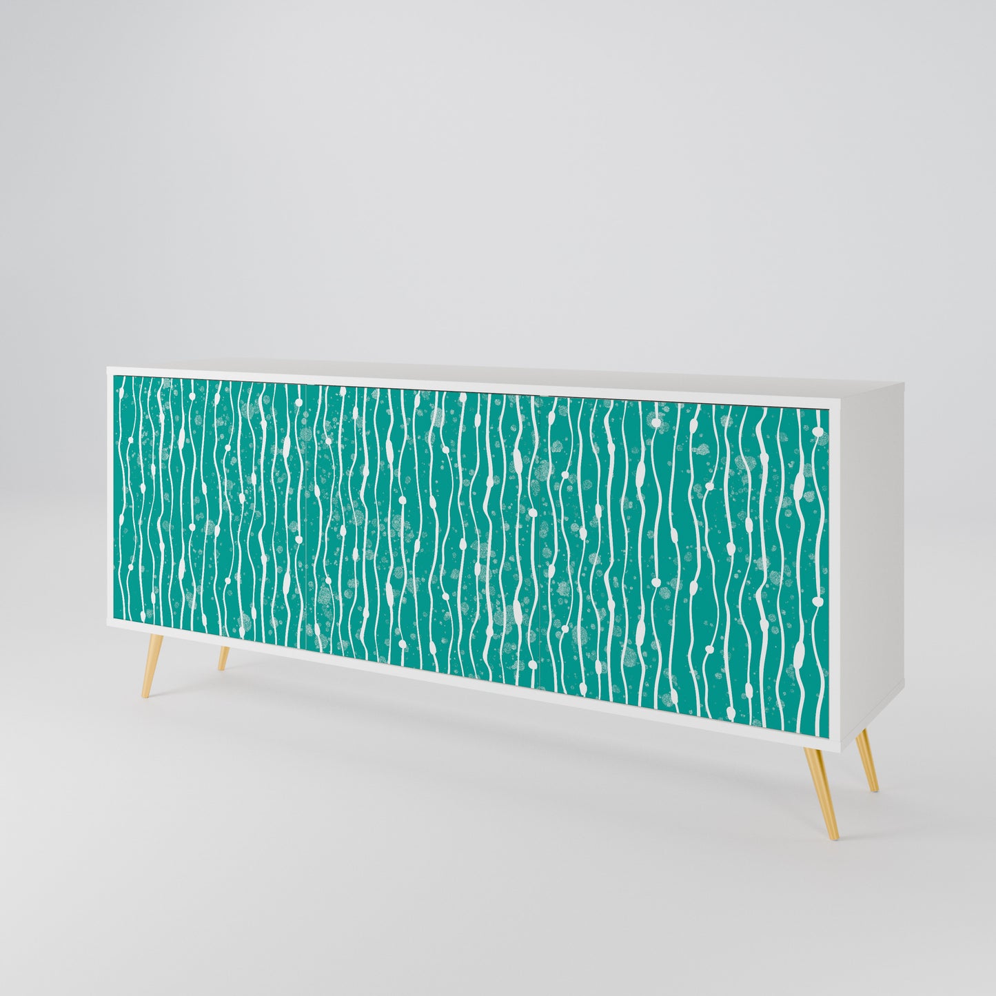 TURQUOISE RAIN Madia a 3 Ante in Finitura Bianca