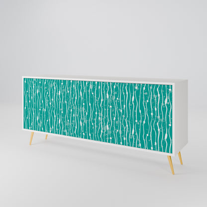 TURQUOISE RAIN Madia a 3 Ante in Finitura Bianca