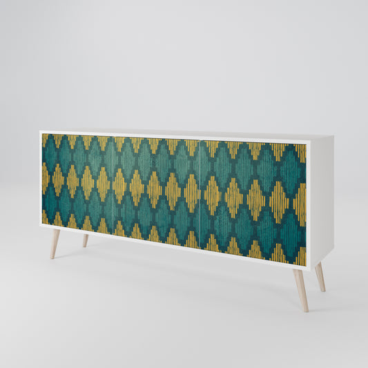 POLYGONS 3-Door Sideboard in White Finish