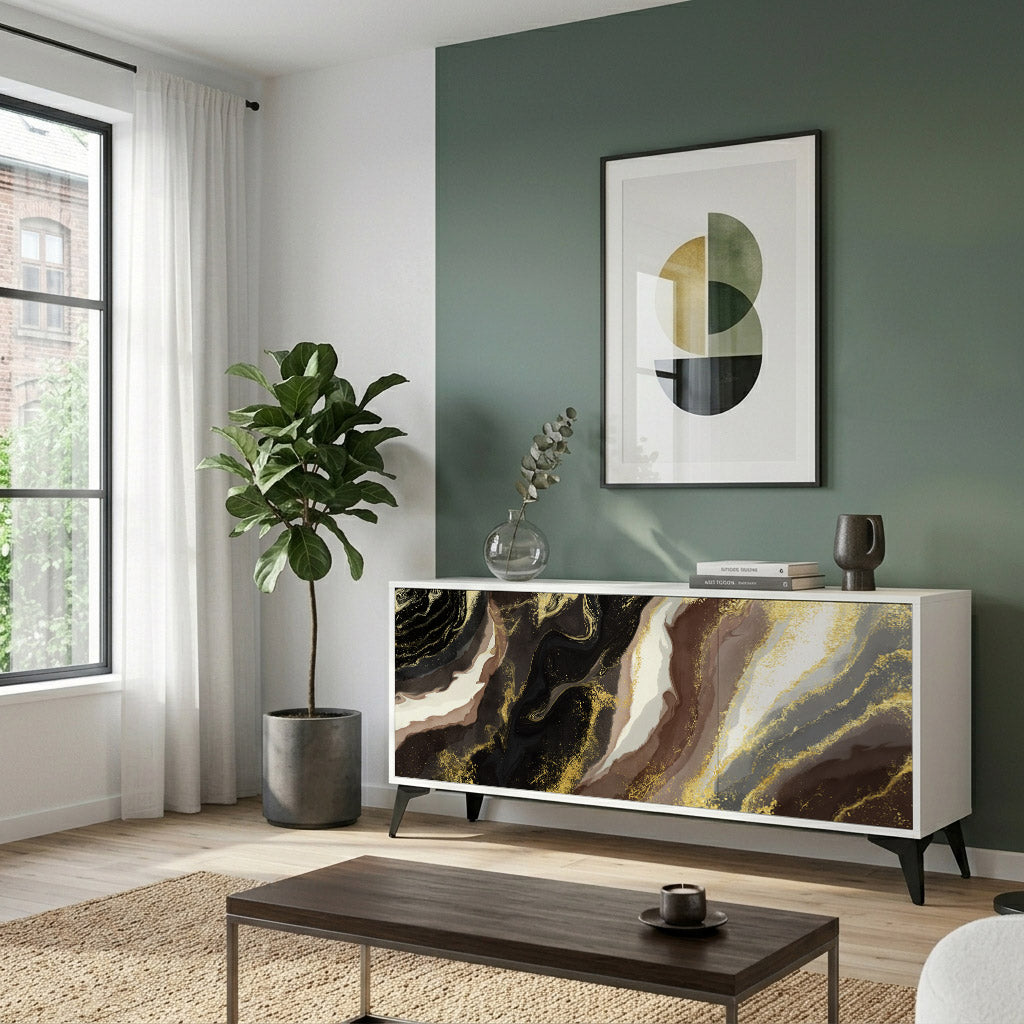 GOLD DUST Madia a 3 Ante in Finitura Bianca