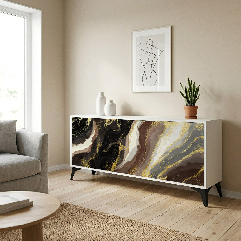 GOLD DUST Madia a 3 Ante in Finitura Bianca