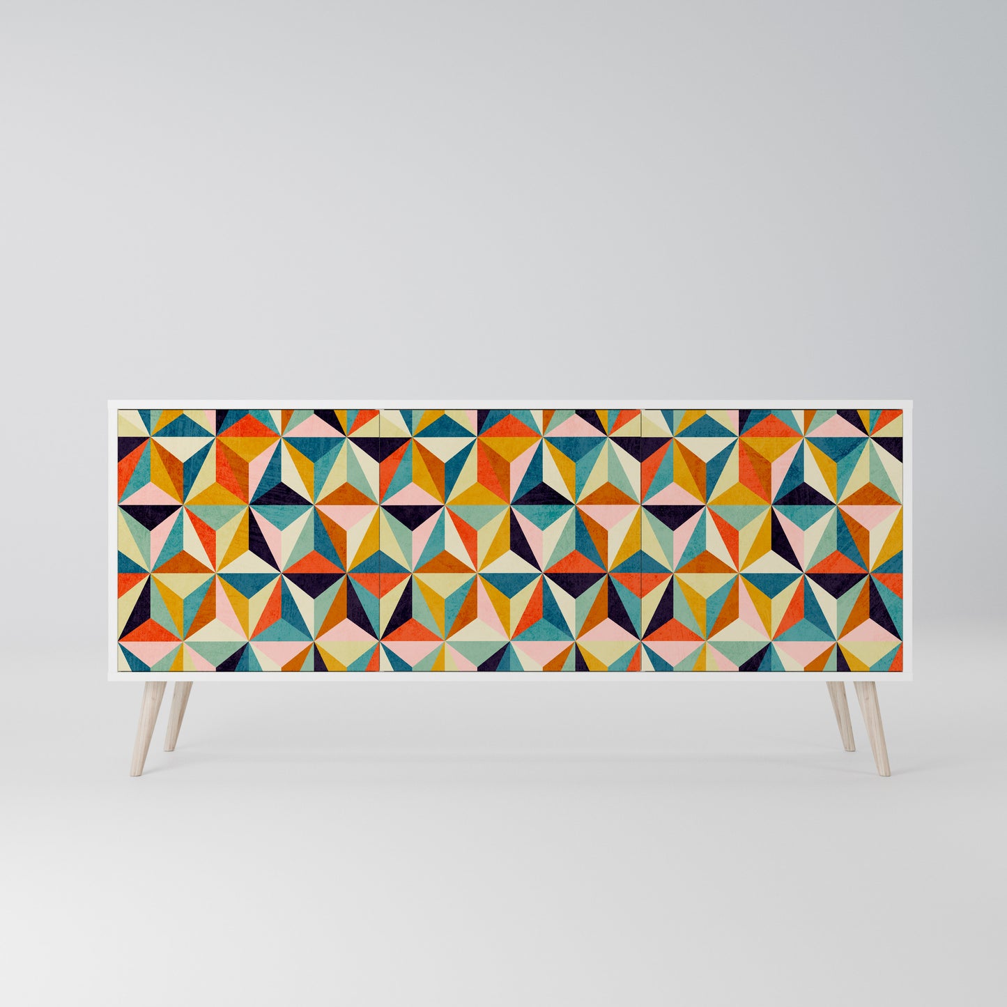 TESSELATE TREASURES 3-Door Sideboard in White Finish