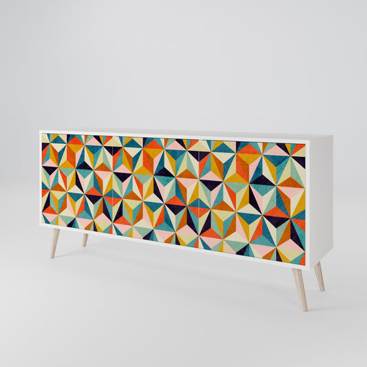 TESSELATE TREASURES Madia a 3 Ante in Finitura Bianca