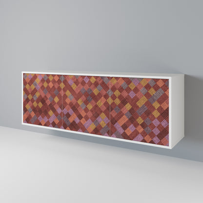 PAINTED SQUARES Madia a 3 Ante in Finitura Bianca