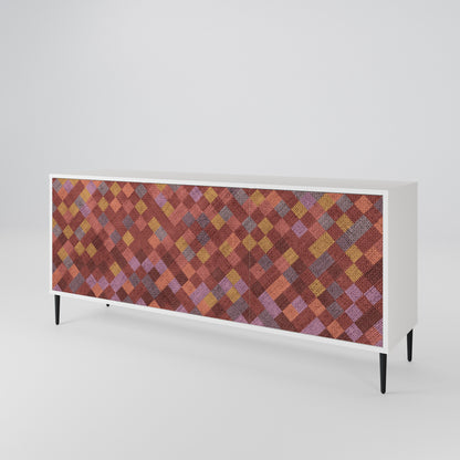 PAINTED SQUARES Madia a 3 Ante in Finitura Bianca